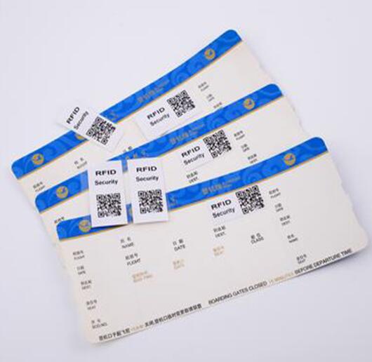 RFID anti-counterfeiting security air sticket RFID HF one time used security label for air ticket